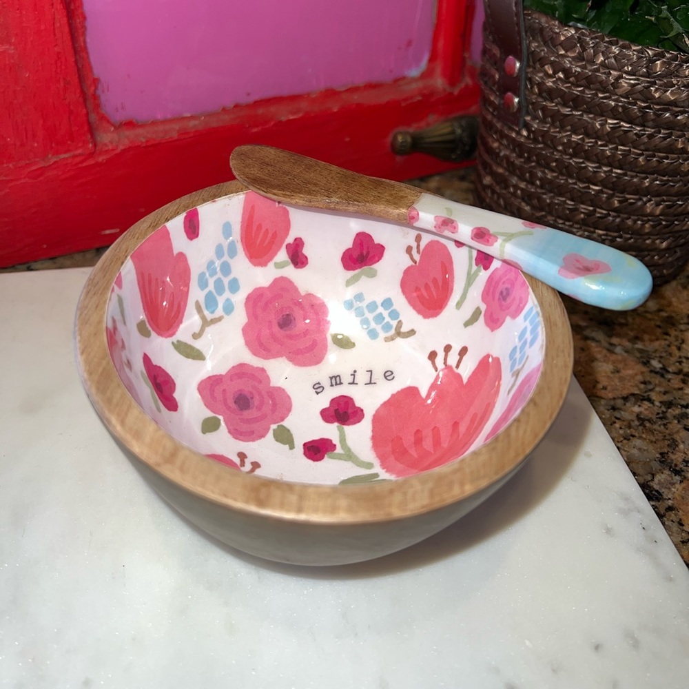 Mud Pie Pink floral dip bowl set. NWT.
